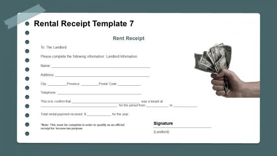 Rental receipt template 7 ppt styles example introduction