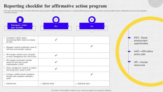 Reporting Checklist For Affirmative Action Program