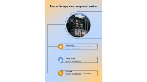 Reputation Management Proposal For About Us One Pager Sample Example Document