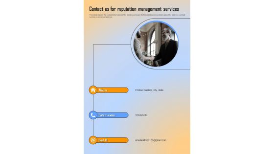 Reputation Management Proposal For Contact Us One Pager Sample Example Document