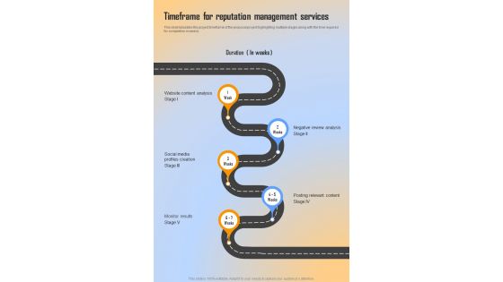 Reputation Management Proposal For Timeframe One Pager Sample Example Document