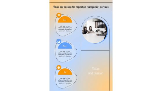 Reputation Management Proposal For Vision And Mission One Pager Sample Example Document