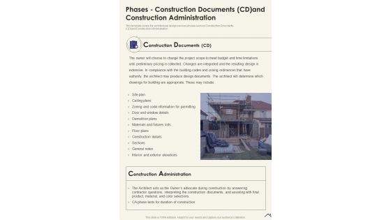 Request Architectural Phases Construction Documents Cd And One Pager Sample Example Document