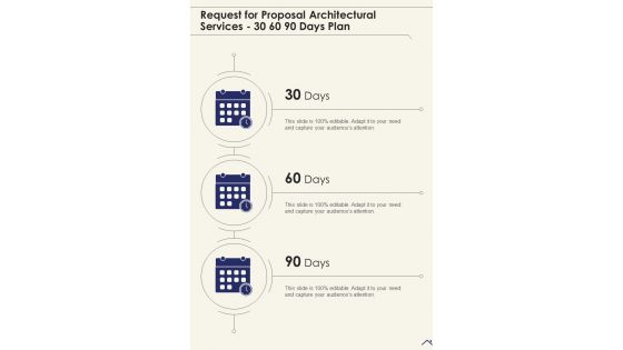 Request For Proposal Architectural Services 30 60 90 Days Plan One Pager Sample Example Document