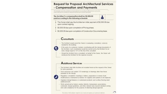 Request For Proposal Architectural Services Compensation And Payments One Pager Sample Example Document