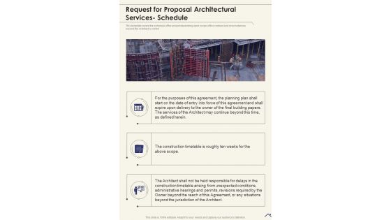 Request For Proposal Architectural Services Schedule One Pager Sample Example Document
