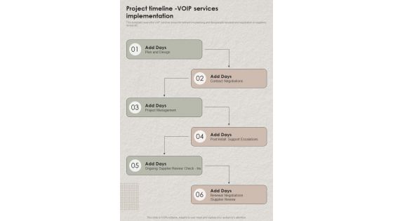 Request For Proposals VOIP Project Timeline VOIP One Pager Sample Example Document
