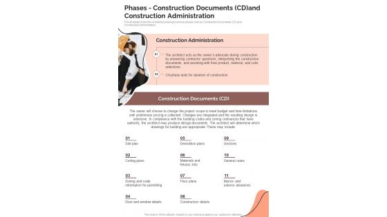 Request Proposal Phases Construction Documents Cd And Construction One Pager Sample Example Document