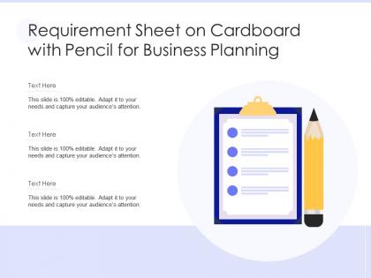 Requirement sheet on cardboard with pencil for business planning