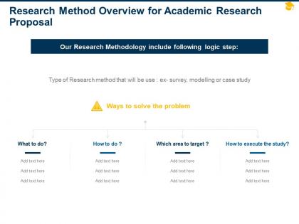 Research method overview for academic research proposal ppt powerpoint portfolio