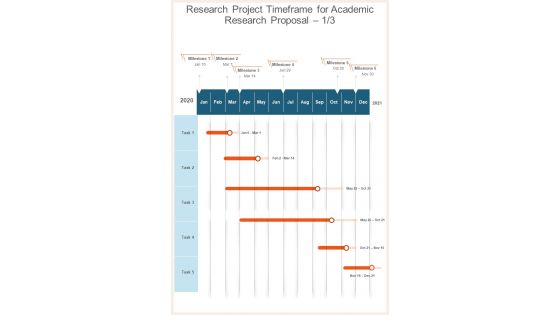 Research Project Timeframe For Academic Research Proposal One Pager Sample Example Document