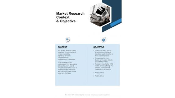 Research Proposal Template Market Research Context And Objective One Pager Sample Example Document