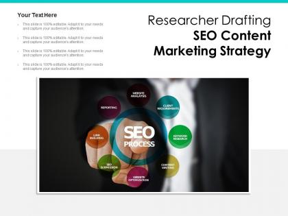 Researcher drafting seo content marketing strategy