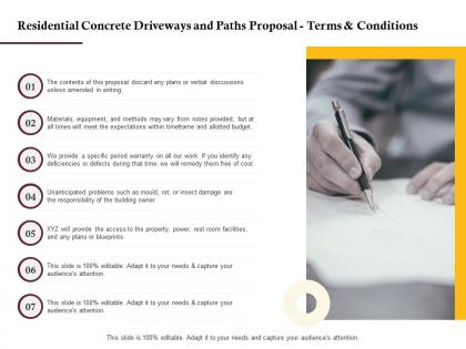 Residential concrete driveways and paths proposal terms and conditions ppt powerpoint grid
