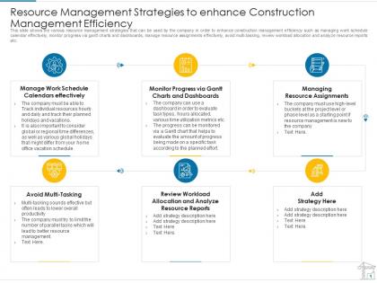 Resource management strategies to enhance construction management efficiency ppt portrait