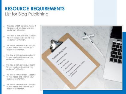 Resource requirements list for blog publishing