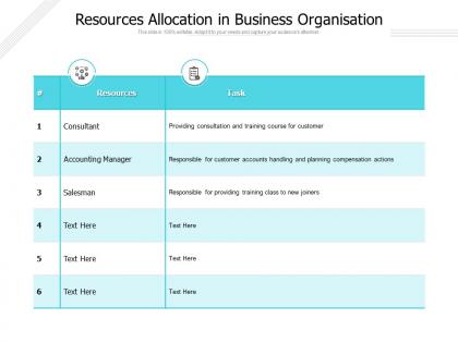 Resources allocation in business organisation