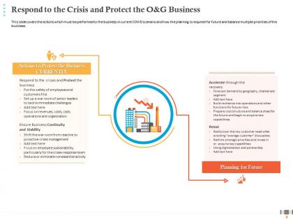 Respond to the crisis and protect the o and g business planning future ppt slides