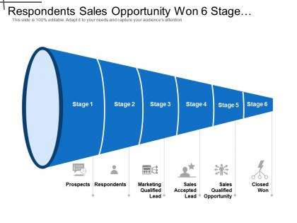 Respondents sales opportunity won 6 stage horizontal funnels with icons