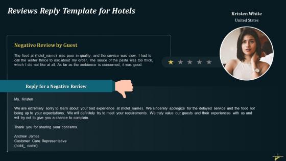 Response Template For A Negative Guest Review Training Ppt