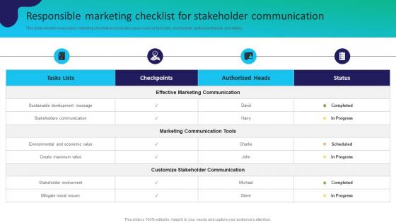 Responsible Marketing Checklist For Stakeholder Communication