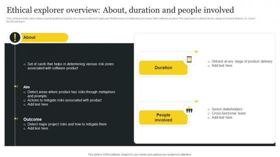 Responsible Tech Playbook To Leverage Ethical Explorer Overview About Duration And People Involved