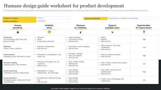 Responsible Tech Playbook To Leverage Humane Design Guide Worksheet For Product Development