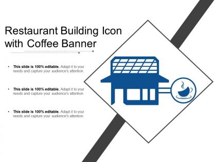Restaurant building icon with coffee banner