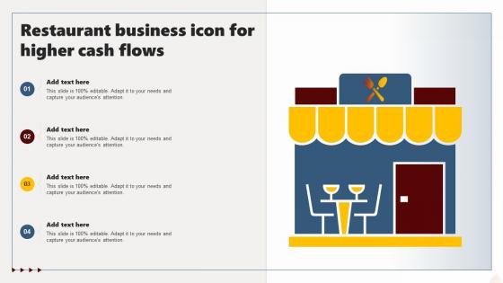 Restaurant Business Icon For Higher Cash Flows