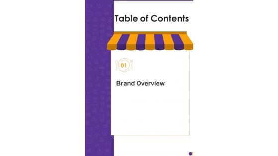 Restaurant Franchise Table Of Contents Proposal One Pager Sample Example Document
