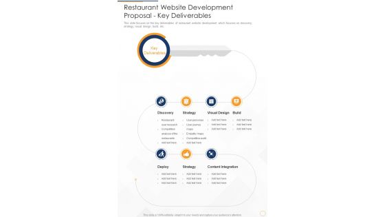 Restaurant Website Development Proposal Key Deliverables One Pager Sample Example Document