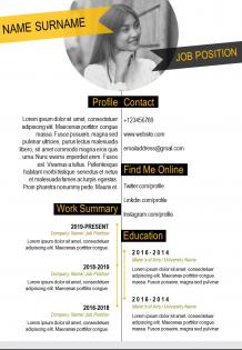 Resume design for job application powerpoint cv template