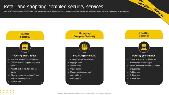 Retail And Shopping Complex Security Services Security Services Business Profile Ppt Mockup