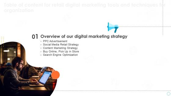 Retail Digital Marketing Tools And Techniques For Organization For Table Of Contents