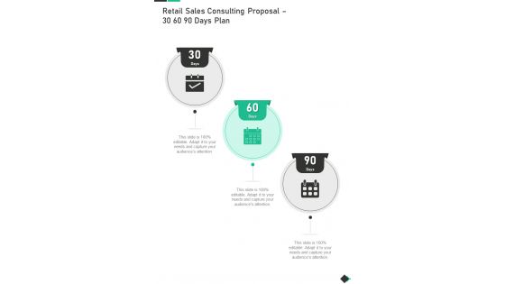 Retail Sales Consulting Proposal 30 60 90 Days Plan One Pager Sample Example Document