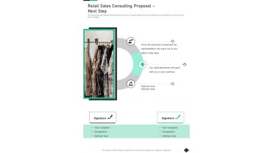 Retail Sales Consulting Proposal Next Step One Pager Sample Example Document