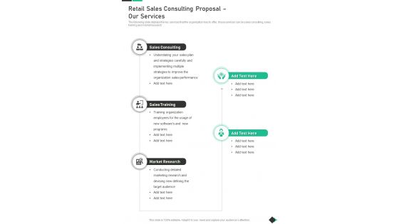 Retail Sales Consulting Proposal Our Services One Pager Sample Example Document