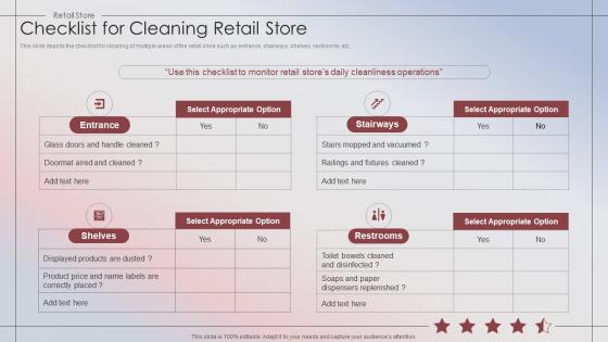 Retail Store Performance Checklist For Cleaning Retail Store