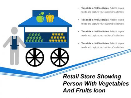 Retail store showing person with vegetables and fruits icon