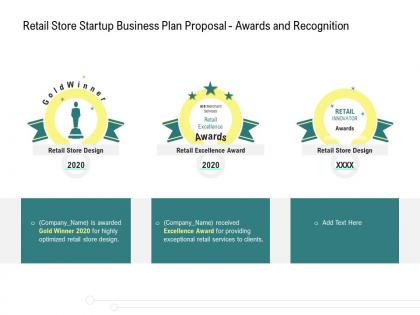 Retail store startup business plan proposal awards and recognition ppt influencers