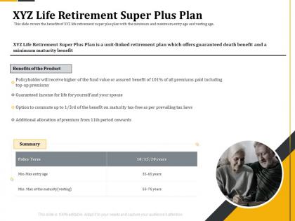 Retirement benefits xyz life retirement super plus plan