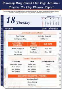 Retropop ring bound one page activities progress per day planner report ppt pdf document