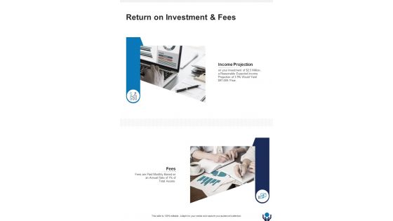 Return On Investment And Fees Investment Advice Proposal One Pager Sample Example Document