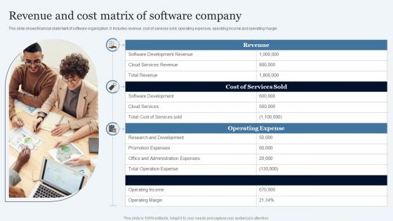 Revenue And Cost Matrix Of Software Company