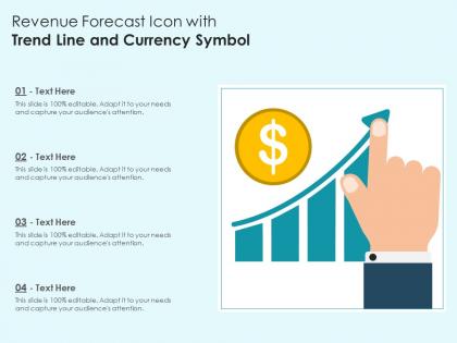Revenue forecast icon with trend line and currency symbol