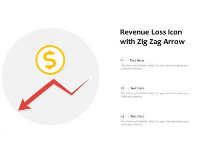 Revenue loss icon with zig zag arrow