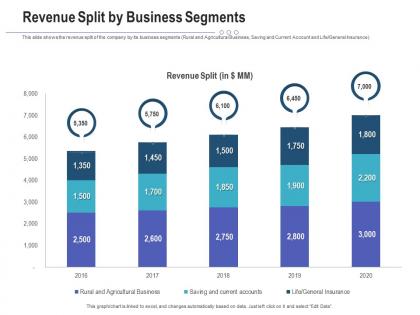 Revenue split by business segments raise funding post ipo investment ppt ideas