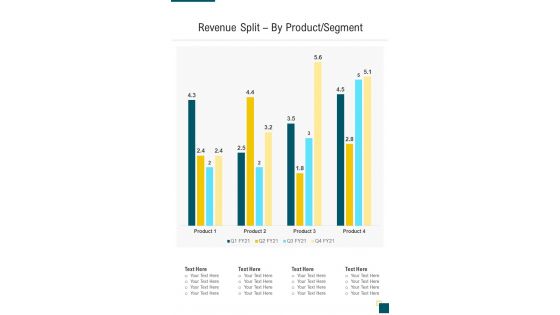 Revenue Split By Product Segment Financial Proposal One Pager Sample Example Document