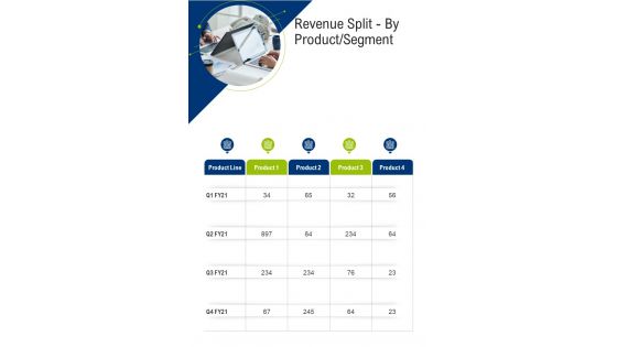 Revenue Split By Product Segment One Pager Sample Example Document