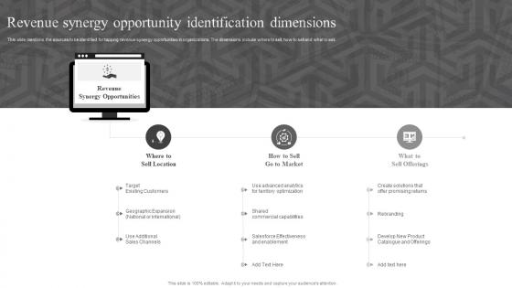 Revenue Synergy Opportunity Identification Dimensions